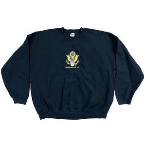 VTG Gilden Heavy‎ Blend Black Crew Neck Long Sleeve Pullover Sweatshirt Sz 2XL